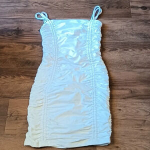 Susana Monaco White Synched Ruched Body Con Dress BBB